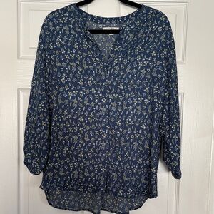 JACHS Girlfriend Navy and Cream Floral Blouse
